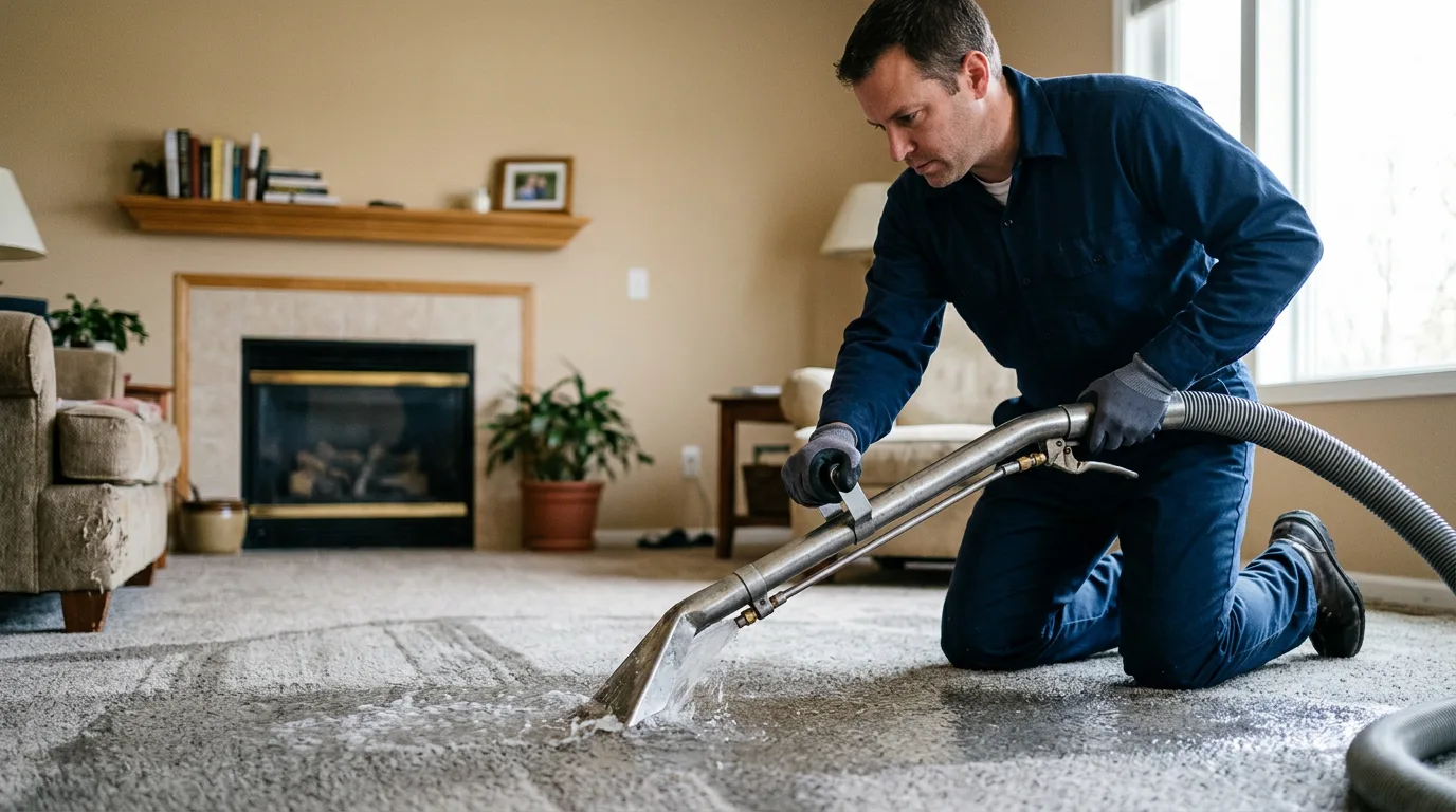 Water damage restoration technician working near Savoy, IL